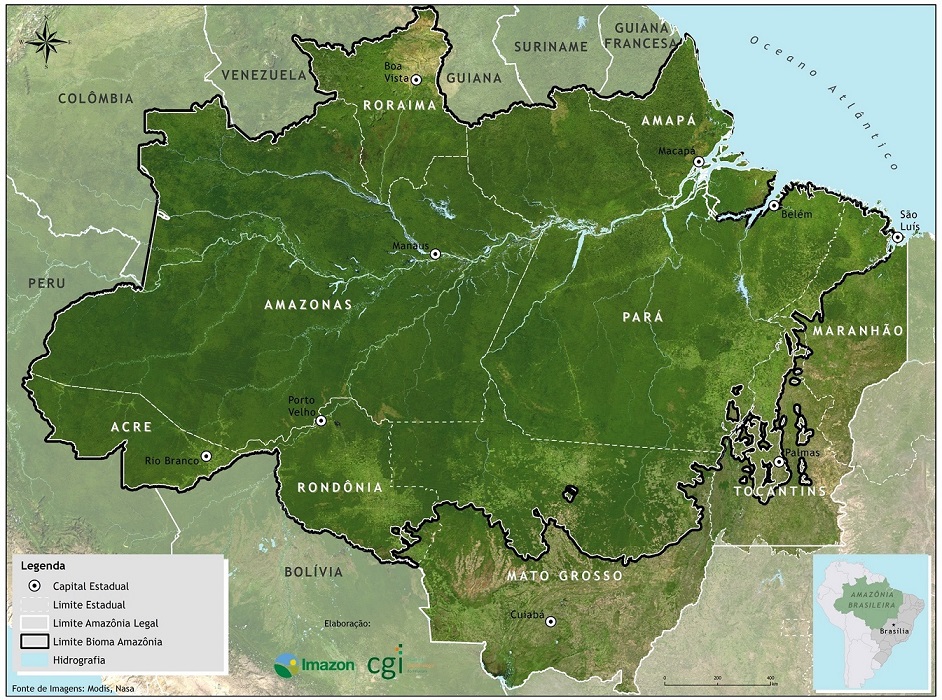Área da Amazônia Legal (Fonte: Instituto Imazon). / pesquisadores brasileiros vêm desenvolvendo um projeto inspirado no MIT (Massachussets Institute of Technology, nos EUA, uma referência em inovação) para criar o AmIT (Instituto de Tecnologia da Amazônia), um celeiro de pesquisa e formação destinado a se debruçar sobre as necessidades e as riquezas deste bioma que é um patrimônio mundial. 