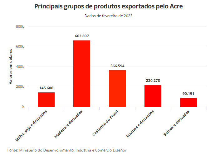 Exportações de madeira e castanha fazem AC fechar fevereiro com saldo de 1,44 milhão de dólares na balança comercial