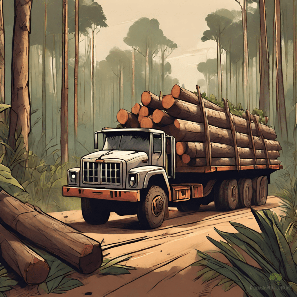 toras retiradas da floresta de forma ilegal