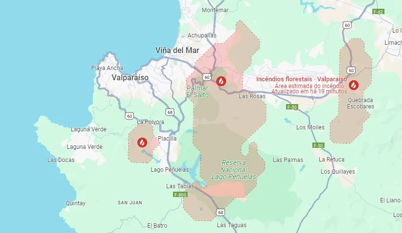 incêndios florestais no Chile
