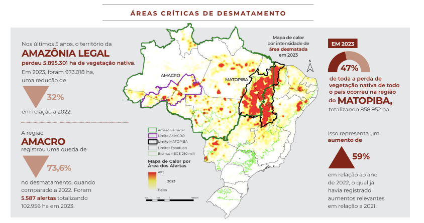 Desmatamento no Brasil em 2023: Cerrado lidera e Matopiba se destaca