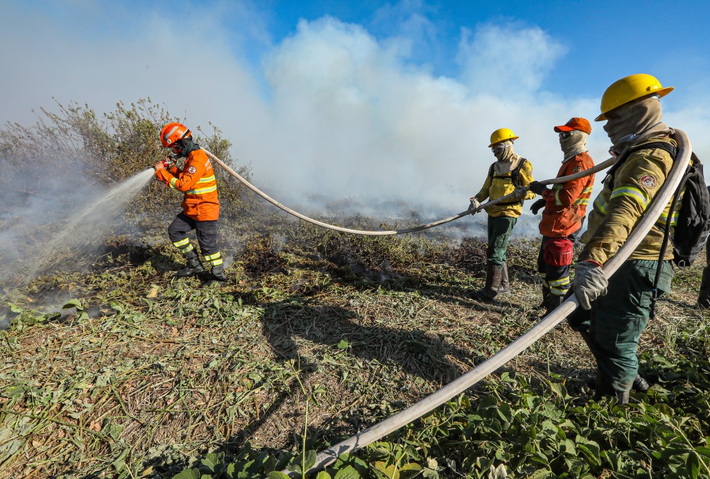 Bombeiros de MT continuam combate de quatro incêndios florestais no Estado neste domingo (21)