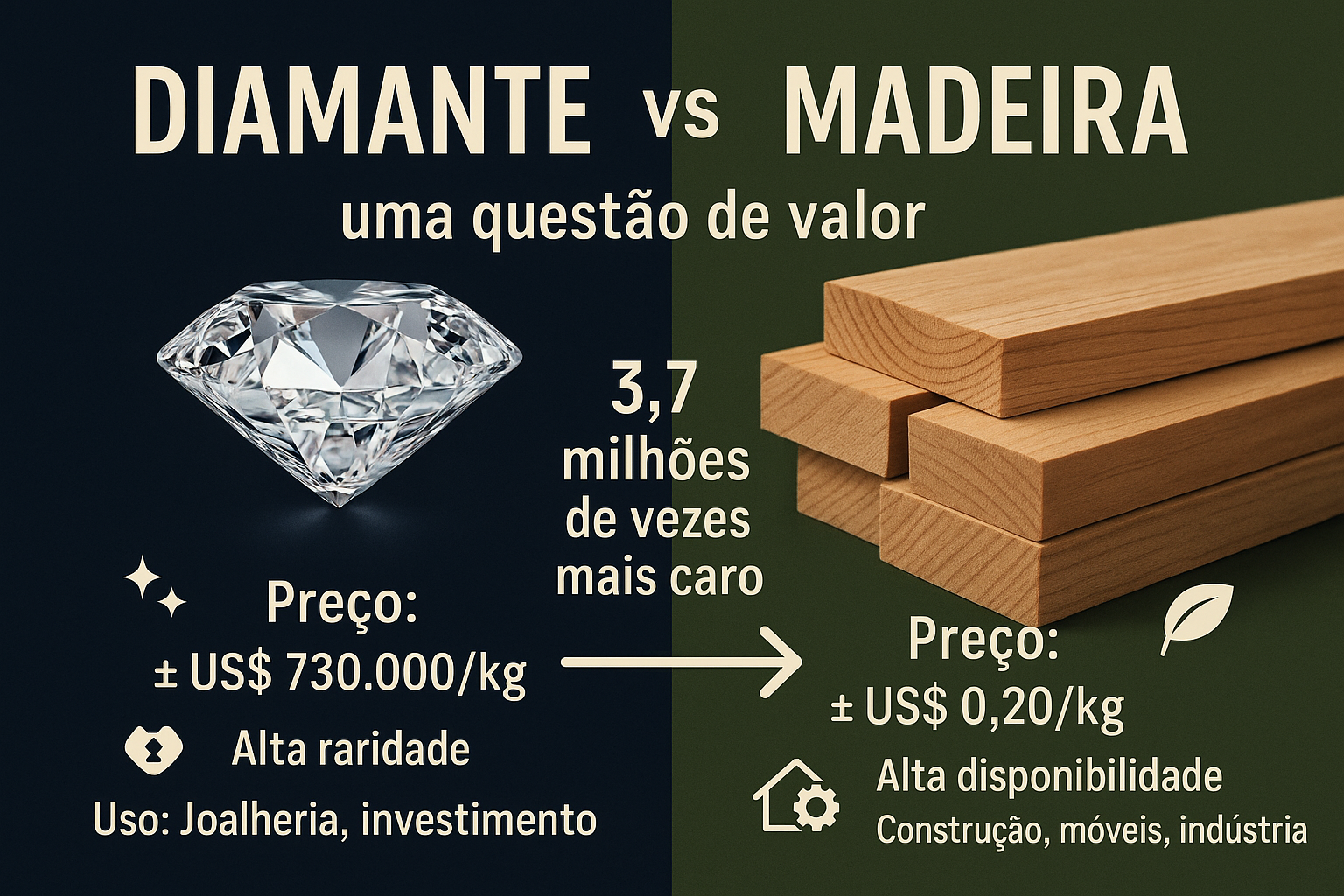 diamante é mais caro que madeira